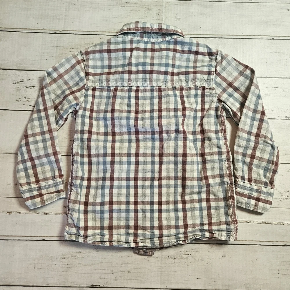 Oshkosh B'Gosh Plaid Button Down Size 5 Blue‎ And Reddish Brown